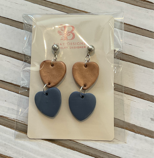 Blue/Rose Gold Double Hearts