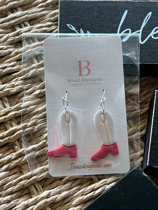 White/Pink Boot Dangle