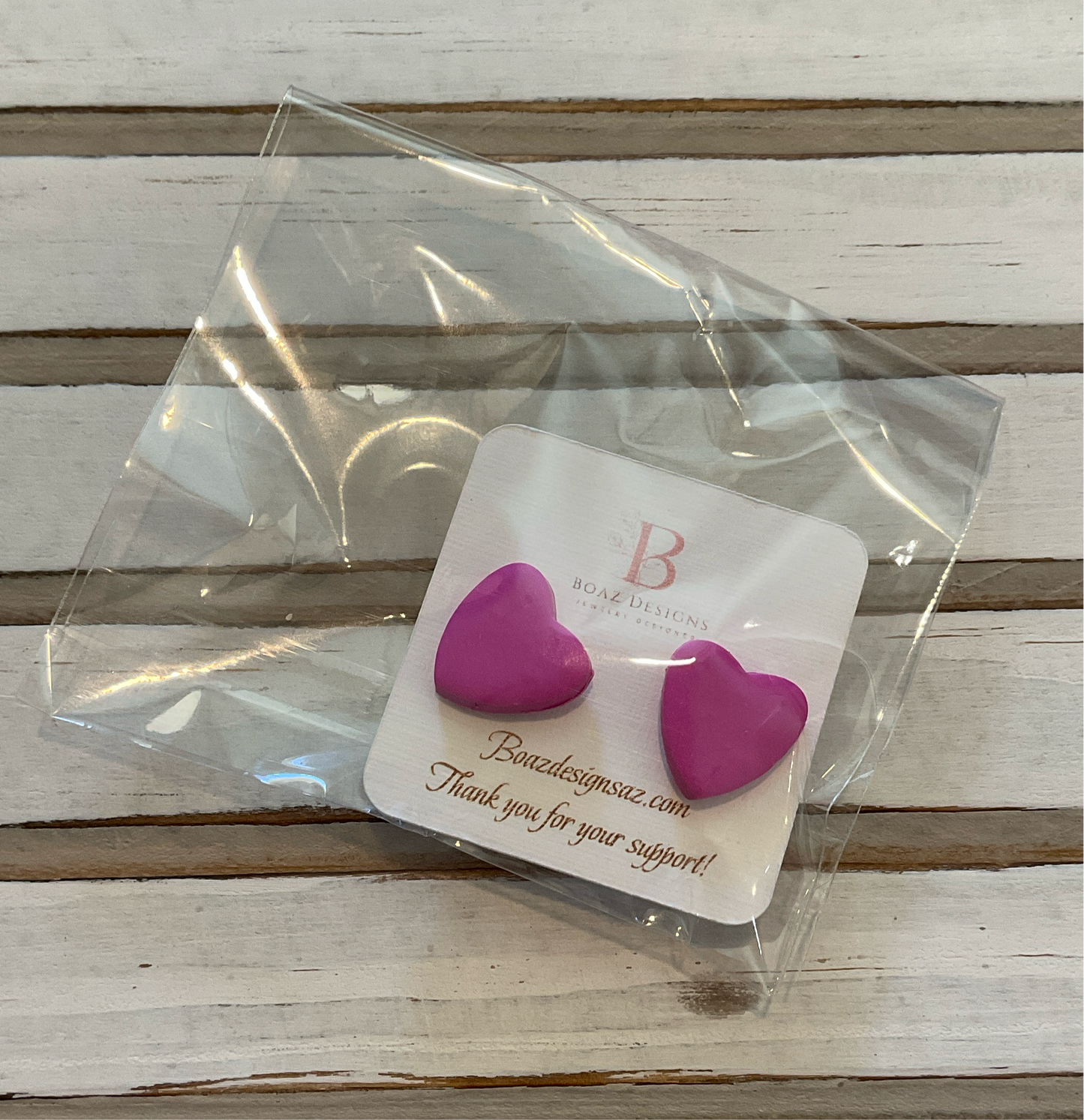 Pink Heart Studs