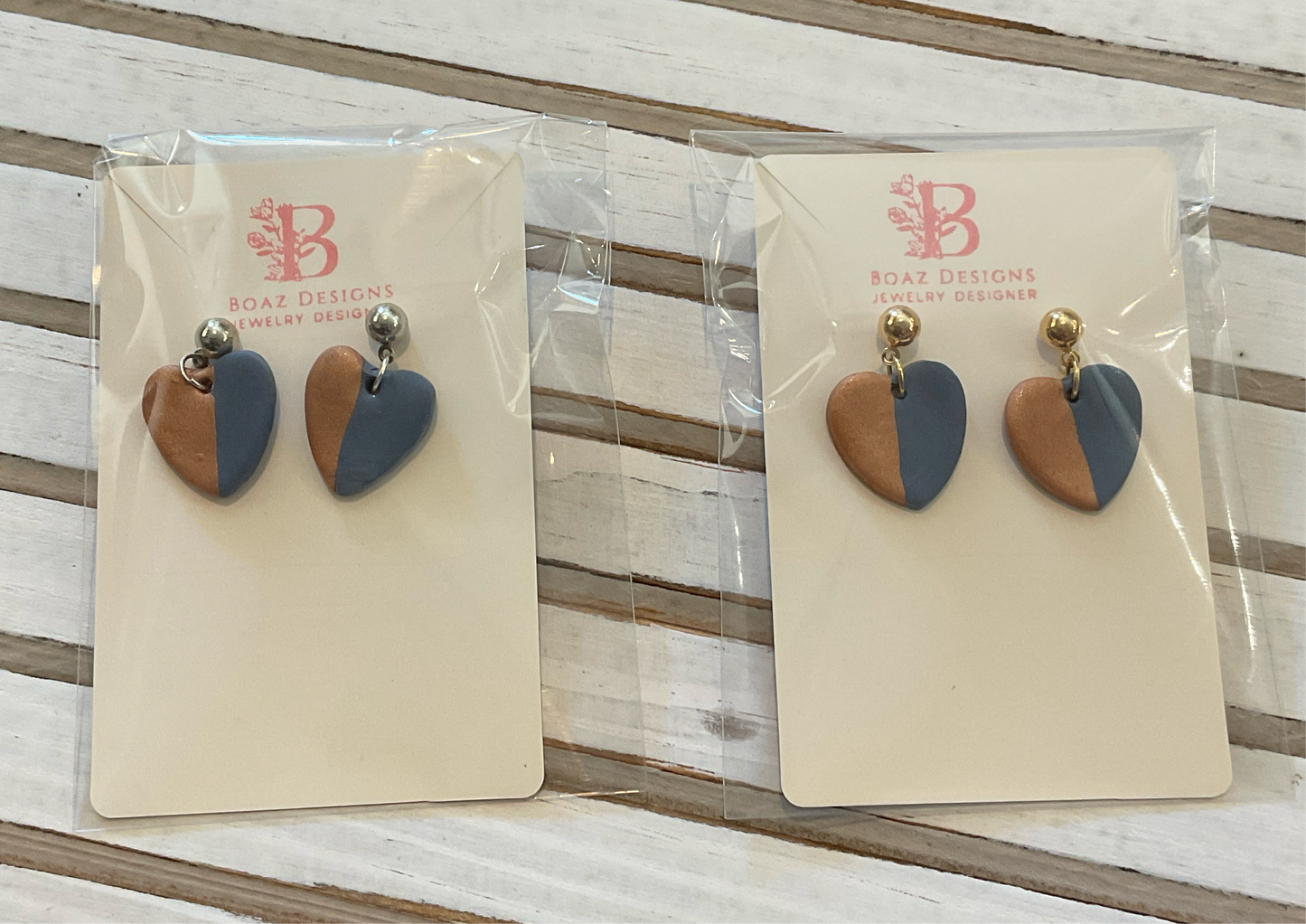 Blue/Rose Gold Hearts