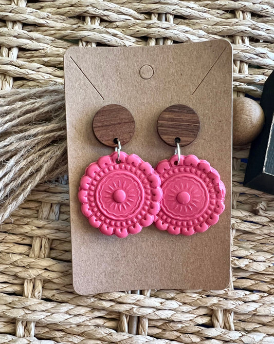 Pink Medallion 2 with Wood Round