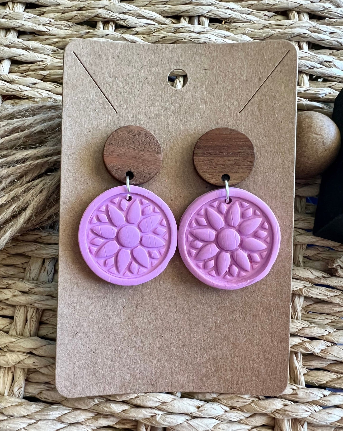 Purple Medallion with Wood Round