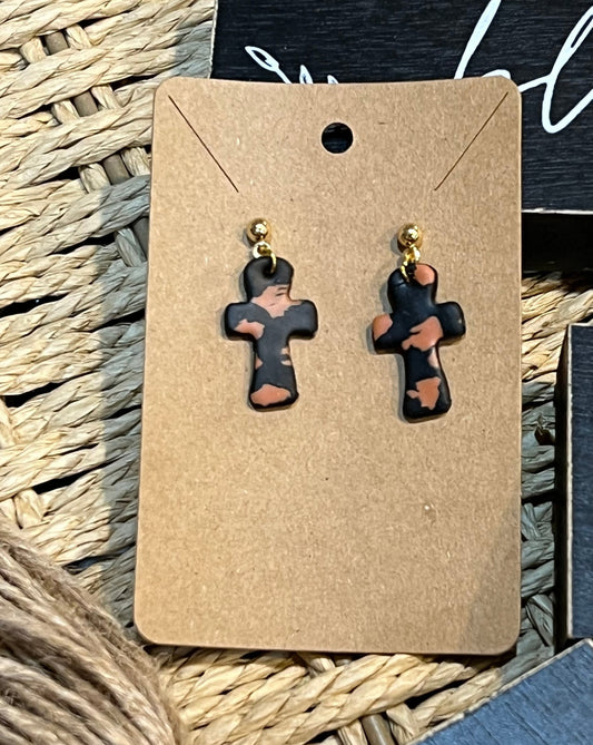 Black/Terracotta Cross Dangles