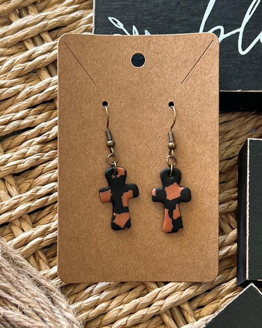 Black/Terracotta Cross Dangles