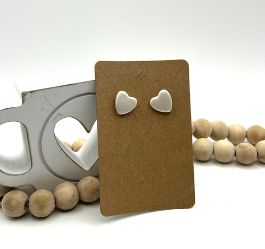 Pearl White Heart Studs